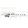 White solid wood bed frame with headboard 160x200 cm by vidaXL, Beds and slatted bases - Ref: Foro24-3193347, Price: 140,82 €...