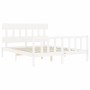 White solid wood bed frame with headboard 160x200 cm by vidaXL, Beds and slatted bases - Ref: Foro24-3193347, Price: 140,82 €...