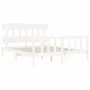 White solid wood bed frame with headboard 160x200 cm by vidaXL, Beds and slatted bases - Ref: Foro24-3193347, Price: 139,03 €...