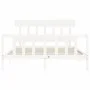 White solid wood bed frame with headboard 160x200 cm by vidaXL, Beds and slatted bases - Ref: Foro24-3193347, Price: 139,03 €...