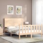 Bed frame with solid wood headboard 120x200 cm by vidaXL, Beds and slatted bases - Ref: Foro24-3193396, Price: 127,28 €, Disc...