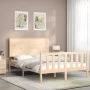 Bed frame with solid wood headboard 120x200 cm by vidaXL, Beds and slatted bases - Ref: Foro24-3193396, Price: 125,71 €, Disc...