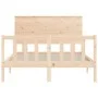 Bed frame with solid wood headboard 120x200 cm by vidaXL, Beds and slatted bases - Ref: Foro24-3193396, Price: 125,71 €, Disc...