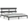 Gray solid wood bed frame with headboard 200x200cm by vidaXL, Beds and slatted bases - Ref: Foro24-3193553, Price: 172,51 €, ...
