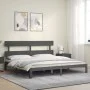 Gray solid wood bed frame with headboard 200x200cm by vidaXL, Beds and slatted bases - Ref: Foro24-3193553, Price: 172,51 €, ...