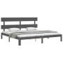 Gray solid wood bed frame with headboard 200x200cm by vidaXL, Beds and slatted bases - Ref: Foro24-3193553, Price: 175,04 €, ...