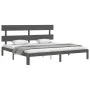 Gray solid wood bed frame with headboard 200x200cm by vidaXL, Beds and slatted bases - Ref: Foro24-3193553, Price: 172,51 €, ...