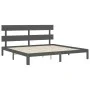 Gray solid wood bed frame with headboard 200x200cm by vidaXL, Beds and slatted bases - Ref: Foro24-3193553, Price: 172,51 €, ...
