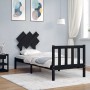 Single bed frame with black solid wood headboard by vidaXL, Beds and slatted bases - Ref: Foro24-3193430, Price: 118,41 €, Di...
