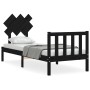 Single bed frame with black solid wood headboard by vidaXL, Beds and slatted bases - Ref: Foro24-3193430, Price: 118,41 €, Di...