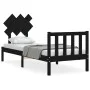 Single bed frame with black solid wood headboard by vidaXL, Beds and slatted bases - Ref: Foro24-3193430, Price: 116,87 €, Di...