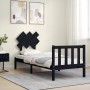 Single bed frame with black solid wood headboard by vidaXL, Beds and slatted bases - Ref: Foro24-3193430, Price: 118,41 €, Di...