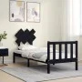 Single bed frame with black solid wood headboard by vidaXL, Beds and slatted bases - Ref: Foro24-3193430, Price: 116,87 €, Di...
