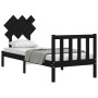 Single bed frame with black solid wood headboard by vidaXL, Beds and slatted bases - Ref: Foro24-3193430, Price: 118,41 €, Di...