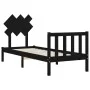 Single bed frame with black solid wood headboard by vidaXL, Beds and slatted bases - Ref: Foro24-3193430, Price: 116,87 €, Di...