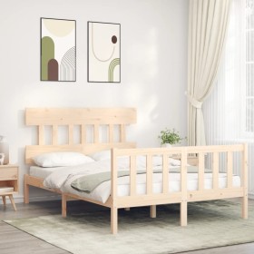 Estructura de cama con cabecero madera maciza 120x200 cm de vidaXL, Camas y somieres - Ref: Foro24-3193331, Precio: 114,99 €,...