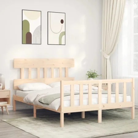 Estructura de cama con cabecero madera maciza 120x200 cm de vidaXL, Camas y somieres - Ref: Foro24-3193331, Precio: 113,52 €,...