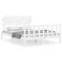 Double bed frame with white solid wood headboard by vidaXL, Beds and slatted bases - Ref: Foro24-3193472, Price: 139,59 €, Di...