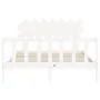 Double bed frame with white solid wood headboard by vidaXL, Beds and slatted bases - Ref: Foro24-3193472, Price: 137,82 €, Di...