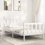 White solid wood bed frame with headboard 90x200 cm by vidaXL, Beds and slatted bases - Ref: Foro24-3193322, Price: 92,43 €, ...