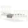 White solid wood bed frame with headboard 90x200 cm by vidaXL, Beds and slatted bases - Ref: Foro24-3193322, Price: 92,43 €, ...