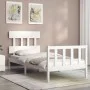 White solid wood bed frame with headboard 90x200 cm by vidaXL, Beds and slatted bases - Ref: Foro24-3193322, Price: 92,43 €, ...