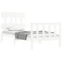 White solid wood bed frame with headboard 90x200 cm by vidaXL, Beds and slatted bases - Ref: Foro24-3193322, Price: 92,43 €, ...