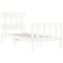 White solid wood bed frame with headboard 90x200 cm by vidaXL, Beds and slatted bases - Ref: Foro24-3193322, Price: 92,43 €, ...