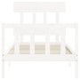 Weißer Massivholzbettrahmen mit Kopfteil 90x200 cm von vidaXL, Betten und Lattenroste - Ref: Foro24-3193322, Preis: 93,59 €, ...