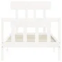 White solid wood bed frame with headboard 90x200 cm by vidaXL, Beds and slatted bases - Ref: Foro24-3193322, Price: 92,43 €, ...