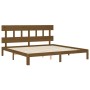 Honey brown solid wood bed frame and headboard 200x200 cm by vidaXL, Beds and slatted bases - Ref: Foro24-3193619, Price: 168...