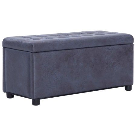 Otomana de almacenaje de piel sintética de ante gris 87,5 cm by vidaXL, Benches for halls and storage - Ref: Foro24-281376, P...