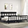 Bed frame with black solid wood headboard 200x200 cm by vidaXL, Beds and slatted bases - Ref: Foro24-3193360, Price: 205,81 €...