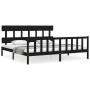 Bed frame with black solid wood headboard 200x200 cm by vidaXL, Beds and slatted bases - Ref: Foro24-3193360, Price: 205,81 €...