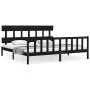 Bed frame with black solid wood headboard 200x200 cm by vidaXL, Beds and slatted bases - Ref: Foro24-3193360, Price: 203,17 €...