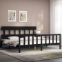 Bed frame with black solid wood headboard 200x200 cm by vidaXL, Beds and slatted bases - Ref: Foro24-3193360, Price: 205,81 €...