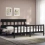 Bed frame with black solid wood headboard 200x200 cm by vidaXL, Beds and slatted bases - Ref: Foro24-3193360, Price: 203,17 €...