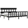 Bed frame with black solid wood headboard 200x200 cm by vidaXL, Beds and slatted bases - Ref: Foro24-3193360, Price: 205,81 €...