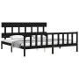 Bed frame with black solid wood headboard 200x200 cm by vidaXL, Beds and slatted bases - Ref: Foro24-3193360, Price: 203,17 €...