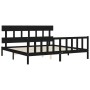 Bed frame with black solid wood headboard 200x200 cm by vidaXL, Beds and slatted bases - Ref: Foro24-3193360, Price: 205,81 €...