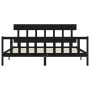 Bed frame with black solid wood headboard 200x200 cm by vidaXL, Beds and slatted bases - Ref: Foro24-3193360, Price: 205,81 €...