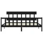 Bed frame with black solid wood headboard 200x200 cm by vidaXL, Beds and slatted bases - Ref: Foro24-3193360, Price: 203,17 €...