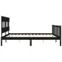 Bed frame with black solid wood headboard 200x200 cm by vidaXL, Beds and slatted bases - Ref: Foro24-3193360, Price: 203,17 €...