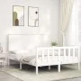 White solid wood bed frame with headboard 140x200 cm by vidaXL, Beds and slatted bases - Ref: Foro24-3193402, Price: 146,79 €...