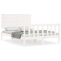 White solid wood bed frame with headboard 140x200 cm by vidaXL, Beds and slatted bases - Ref: Foro24-3193402, Price: 148,62 €...