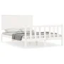 White solid wood bed frame with headboard 140x200 cm by vidaXL, Beds and slatted bases - Ref: Foro24-3193402, Price: 146,79 €...