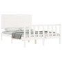 White solid wood bed frame with headboard 140x200 cm by vidaXL, Beds and slatted bases - Ref: Foro24-3193402, Price: 148,62 €...