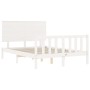 White solid wood bed frame with headboard 140x200 cm by vidaXL, Beds and slatted bases - Ref: Foro24-3193402, Price: 148,62 €...