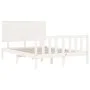 White solid wood bed frame with headboard 140x200 cm by vidaXL, Beds and slatted bases - Ref: Foro24-3193402, Price: 146,79 €...