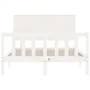 White solid wood bed frame with headboard 140x200 cm by vidaXL, Beds and slatted bases - Ref: Foro24-3193402, Price: 146,79 €...